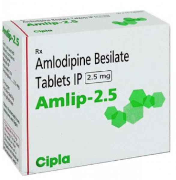 Box and blister strip of generic Amlodipine Besylate 2.5mg tablets