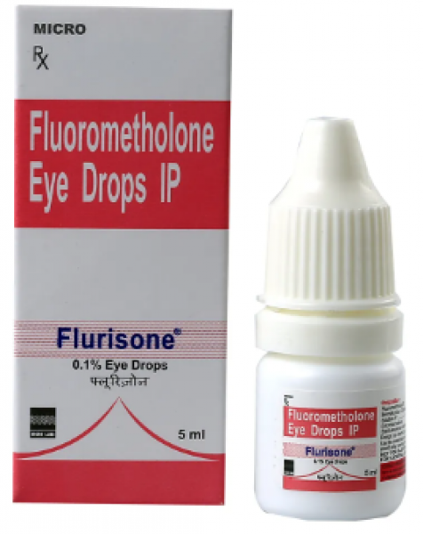 Box pack and a dropper bottle of generic Fluorometholone (0.1% ) Eye Drop