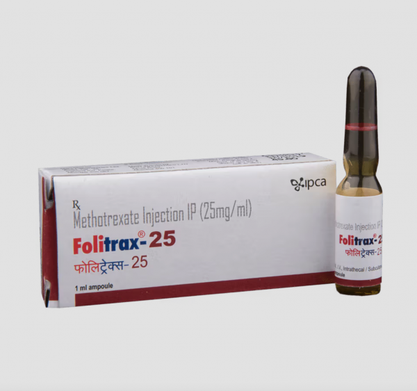 A pack and a glass vial of generic Methotrexate (25 mg)  Injection