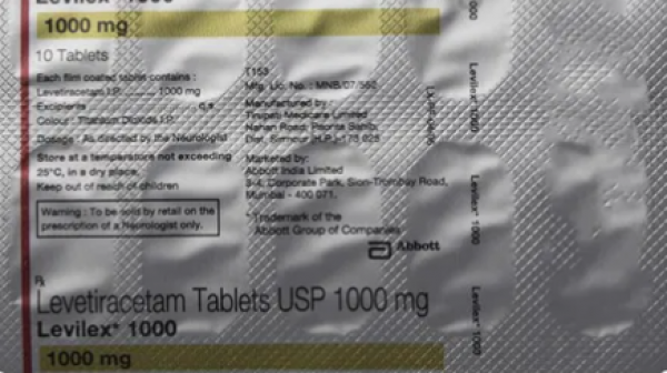 Blister strip of generic Levetiracetam 1000mg tablet