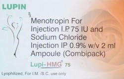 Box and injection pack of Menotropin 75IU  ( Freeze Dried Injection )