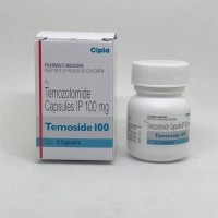 A box and a bottle of Temozolomide 100mg Caps