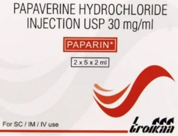 A box of Papaverine Injection (30mg/ml) - 2ml 