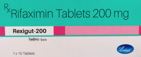 A box of Rifaximin 200 mg Tab