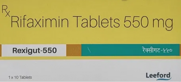 A box of Rifaximin 550mg Tab