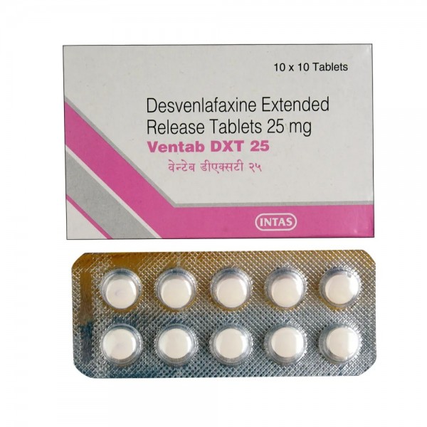 Box and strip of generic Desvenlafaxine 25mg Tablets