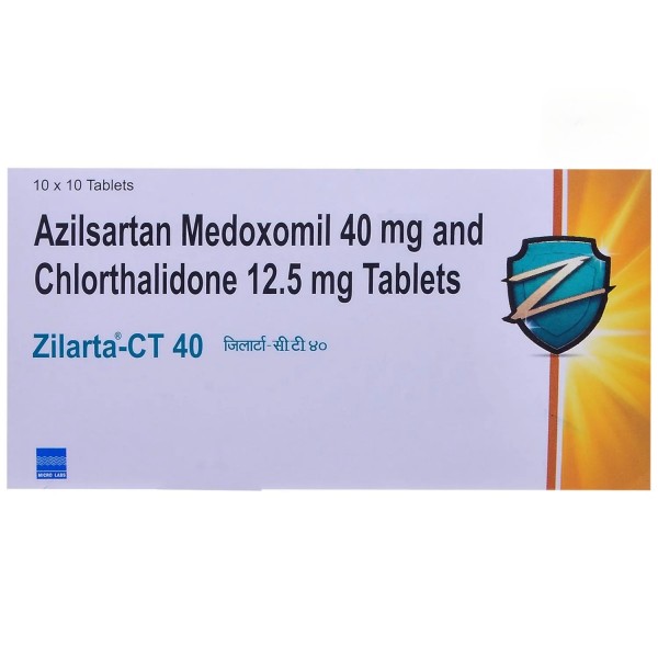 A box of Azilsartan medoxomil (40mg) + Chlorthalidone (12.5mg) Tab
